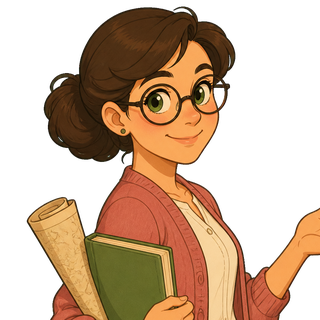 Aliénor, avec un livre et une carte enroulée